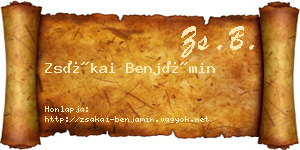 Zsákai Benjámin névjegykártya