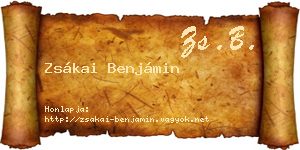 Zsákai Benjámin névjegykártya